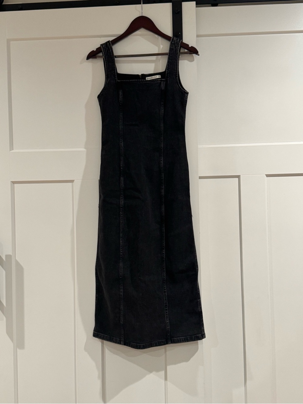 Abercrombie & Fitch Black Denim Midi Jumper Dress